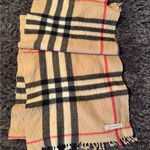 Burberry Beige Checkered Scarf with Red and Black Accents